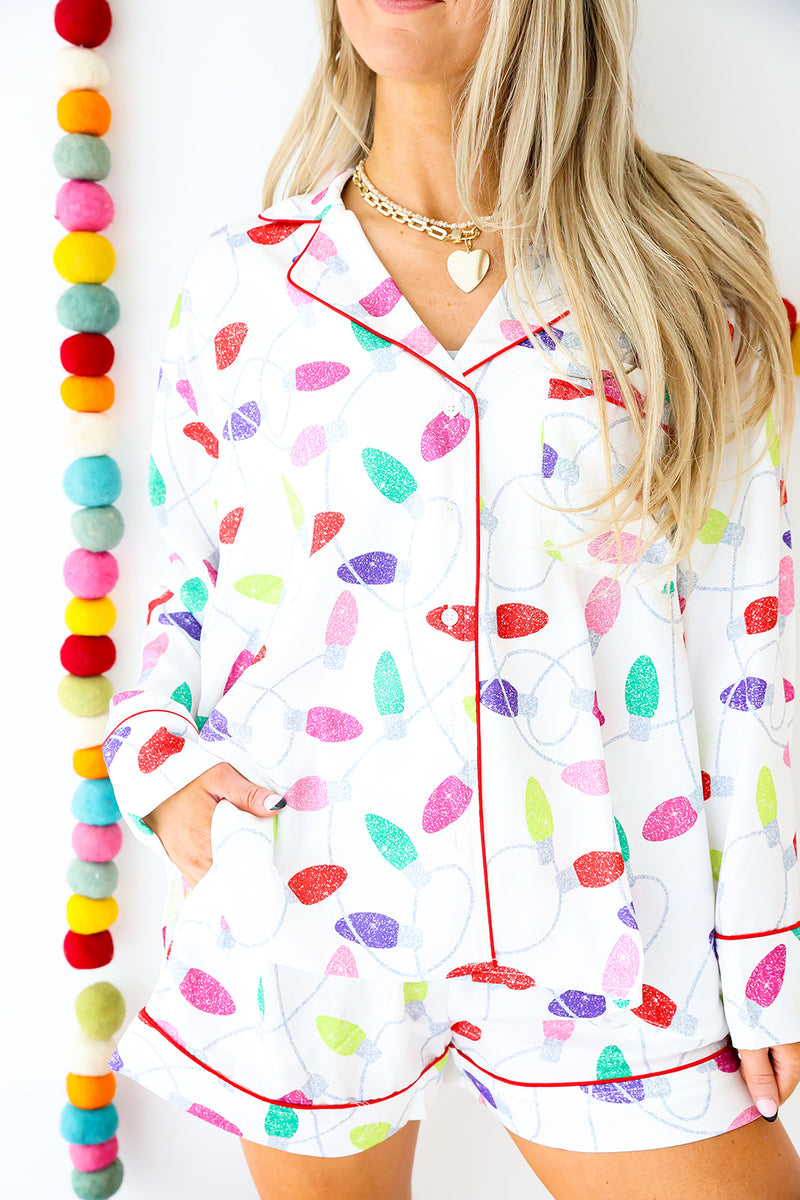 Multi Colored Christmas Lights PJ Set