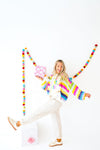 Rainbow Striped Chunky Knit Cardigan