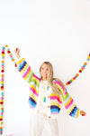 Rainbow Striped Chunky Knit Cardigan