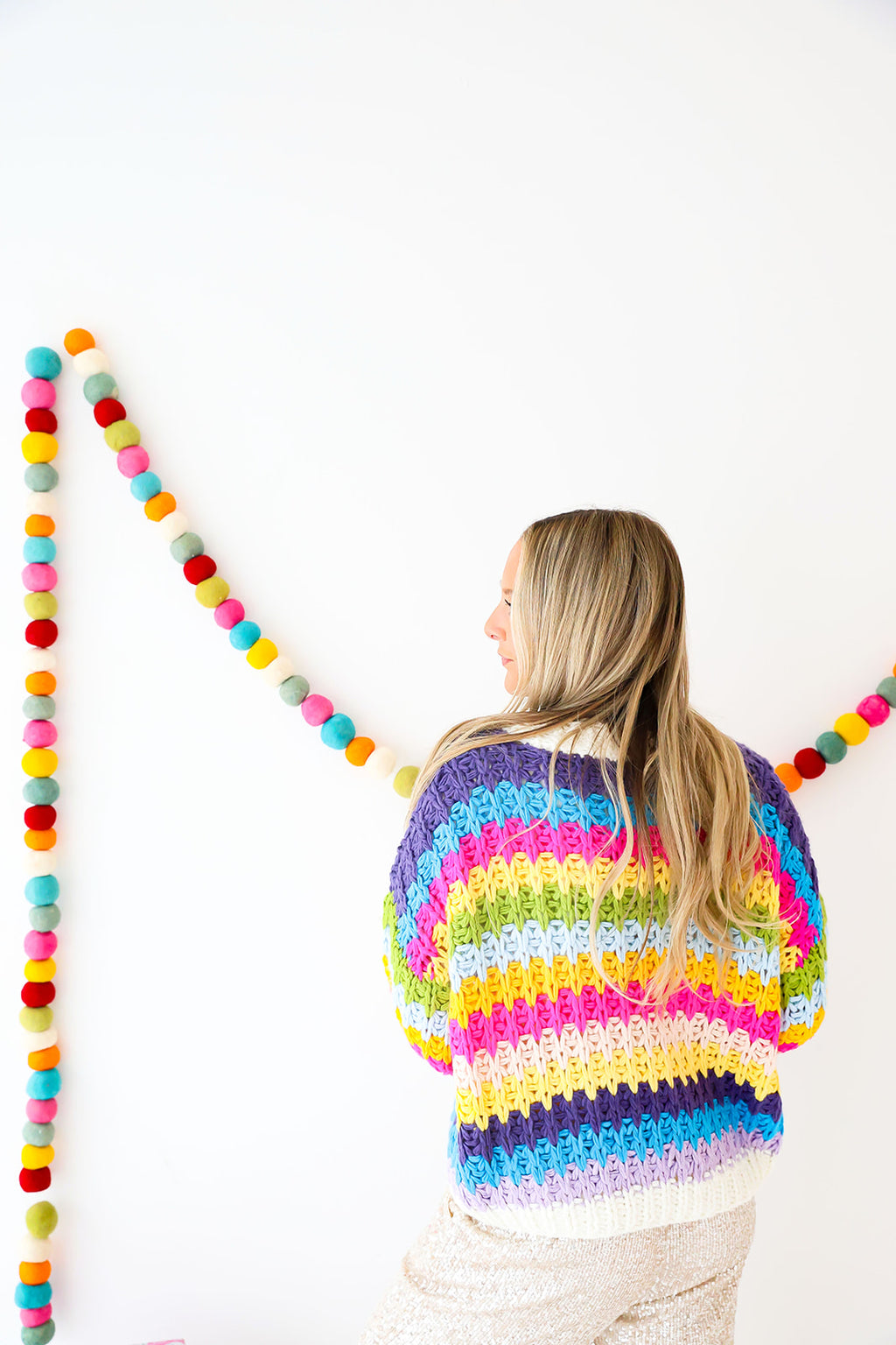 Rainbow Striped Chunky Knit Cardigan