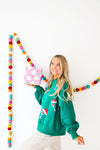 Holiday Cheers Sequin Sweatshirt Top-Green