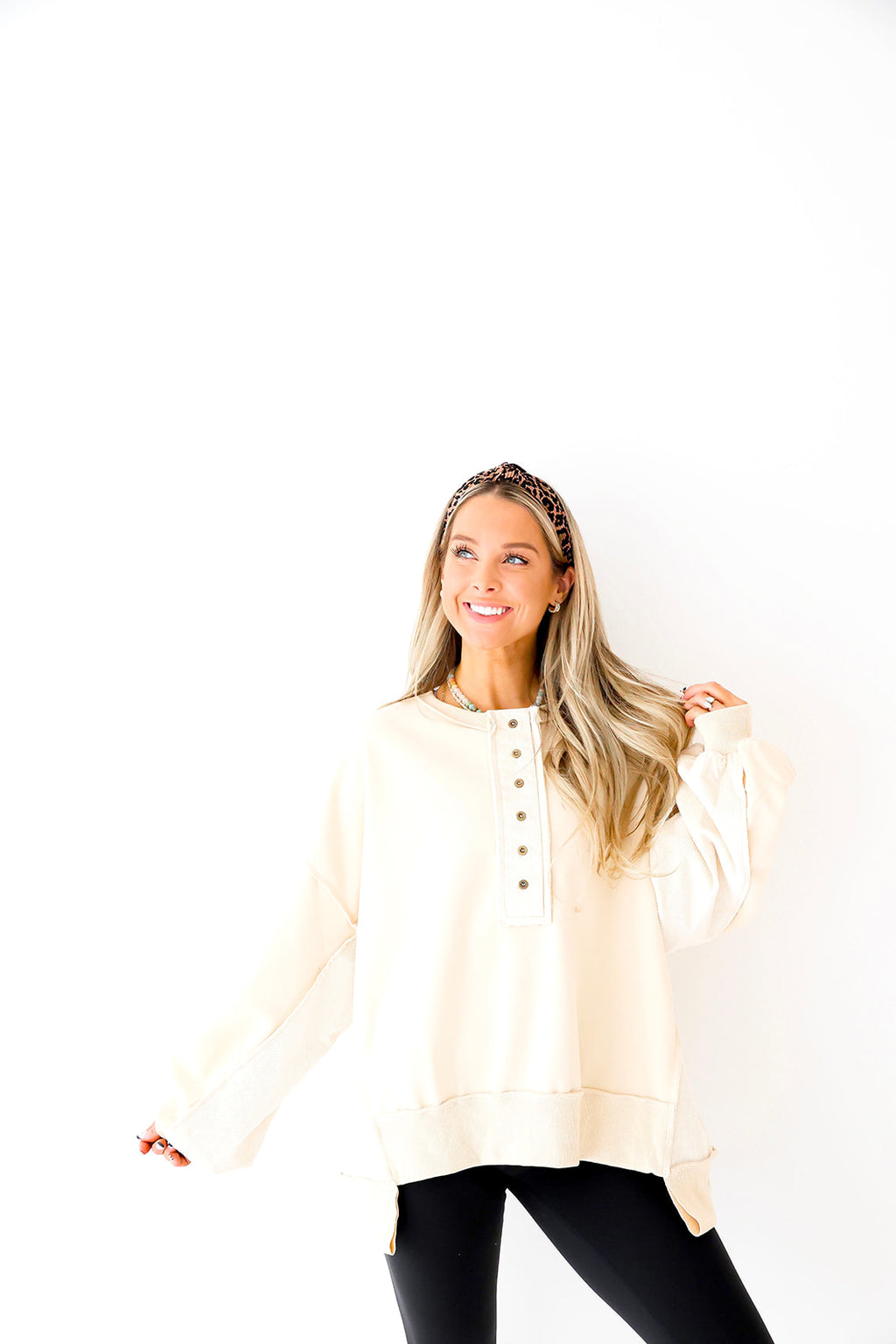 Chai Latte Thermal Sweatshirt-Cream