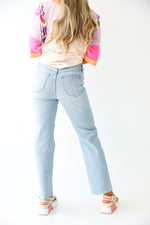 Hem Detail Straight Light Wash Jeans-JBD