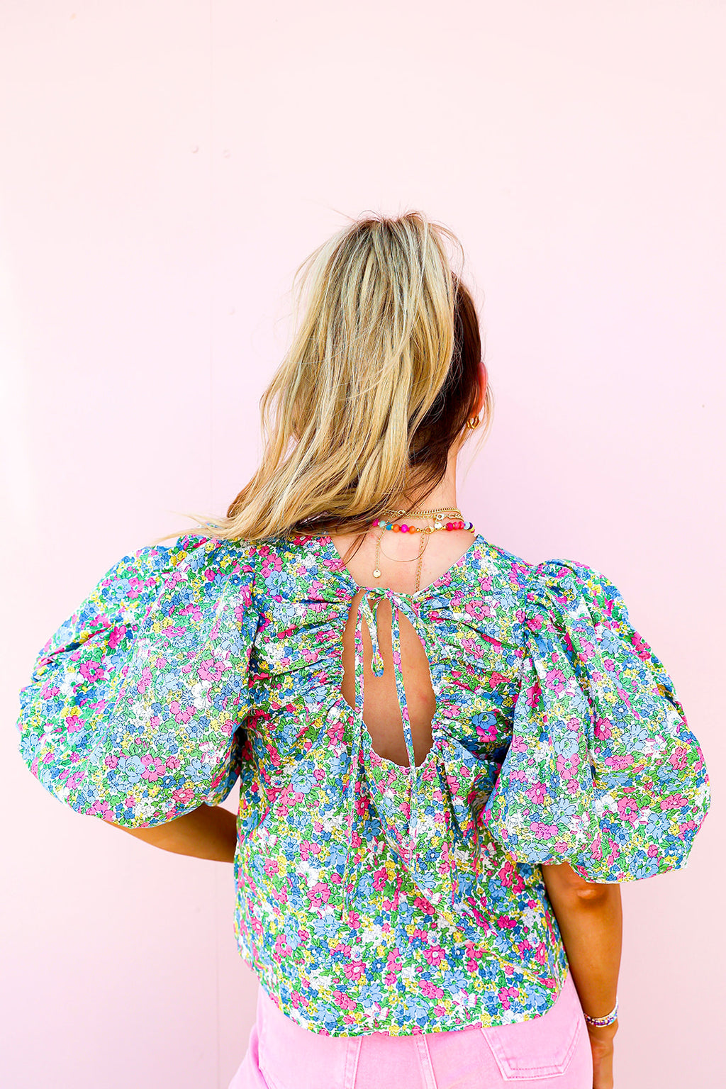 Girly Girl Floral Puff Sleeve Blouse