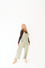 Easy On Me Textured Jumpsuit-Olive