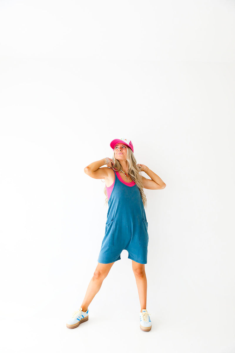 Life On The Go Shorts Romper-Dark Teal