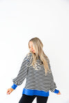 Cozy In Stripes Pullover-Black/Blue Combo