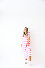 For The Best Striped Maxi Dress-Pink/White