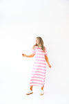 For The Best Striped Maxi Dress-Pink/White