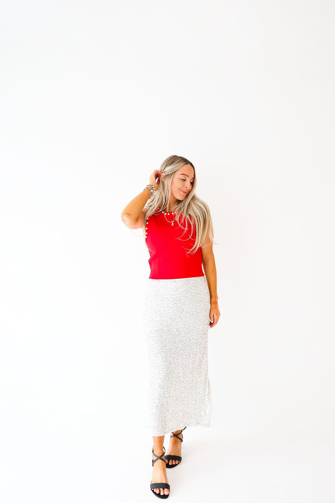 Just A Pearl Girl Luxe Tank-Red