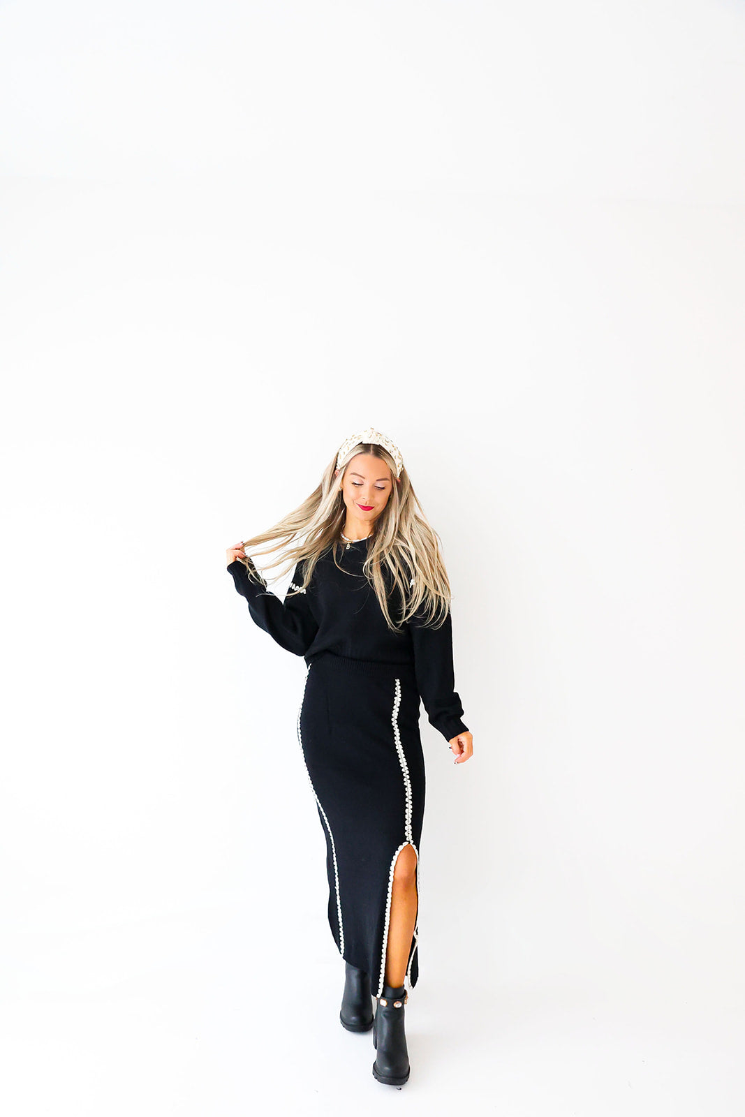 Starlit Sweater Set-Black/Cream