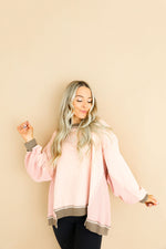 Blush & Mocha Thermal French Terry Pullover