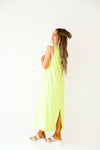 She's So Cool Button Detail Midi Dress-Lime