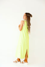 She's So Cool Button Detail Midi Dress-Lime