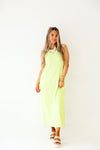 She's So Cool Button Detail Midi Dress-Lime