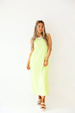 She's So Cool Button Detail Midi Dress-Lime