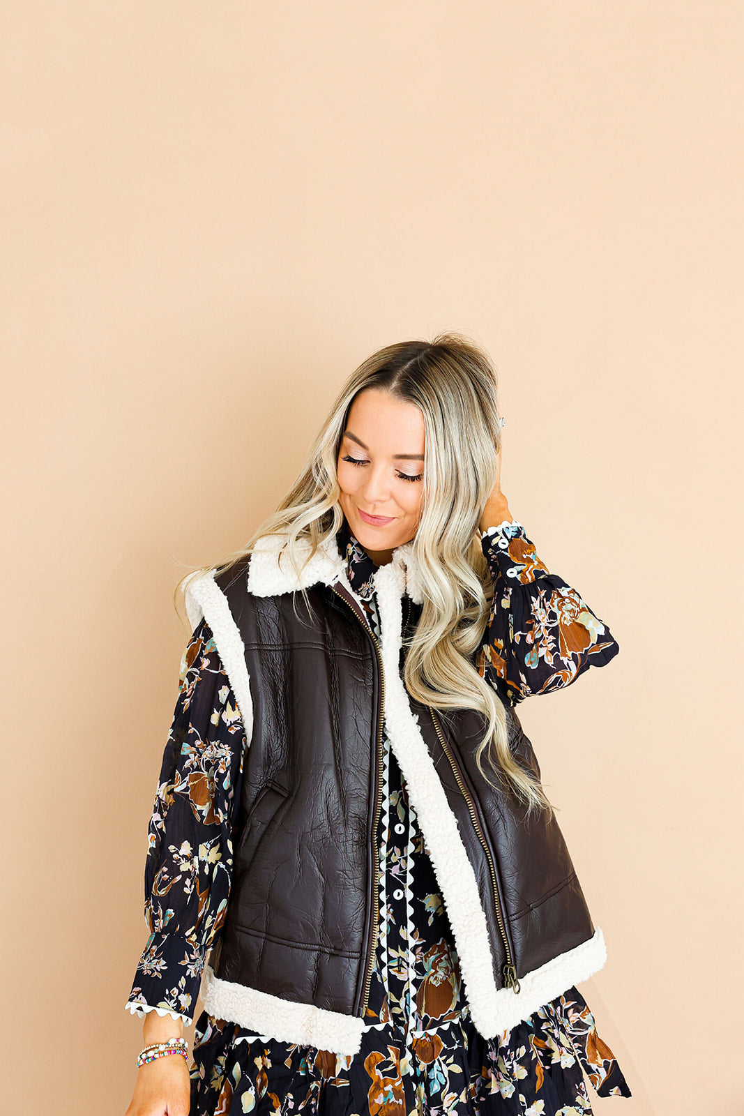 Feeling Trendy Faux Leather Shearling Vest