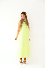 She's So Cool Button Detail Midi Dress-Lime