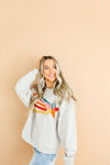 Shooting Star Patchwork Sweatshirt Top-Gray