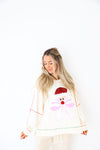 Santa Bow Beard Sequin Sweatshirt Top