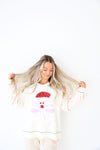 Santa Bow Beard Sequin Sweatshirt Top