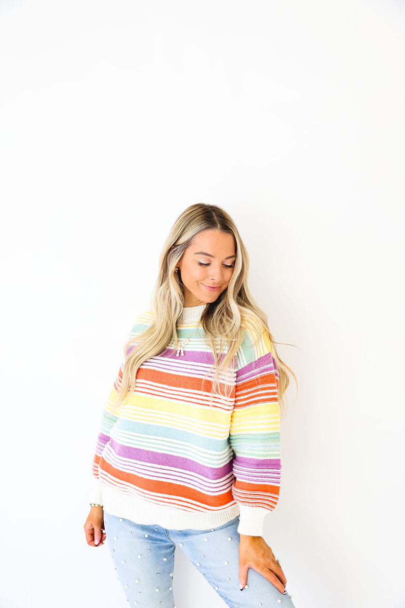 Pastel Rainbows Striped Sweater