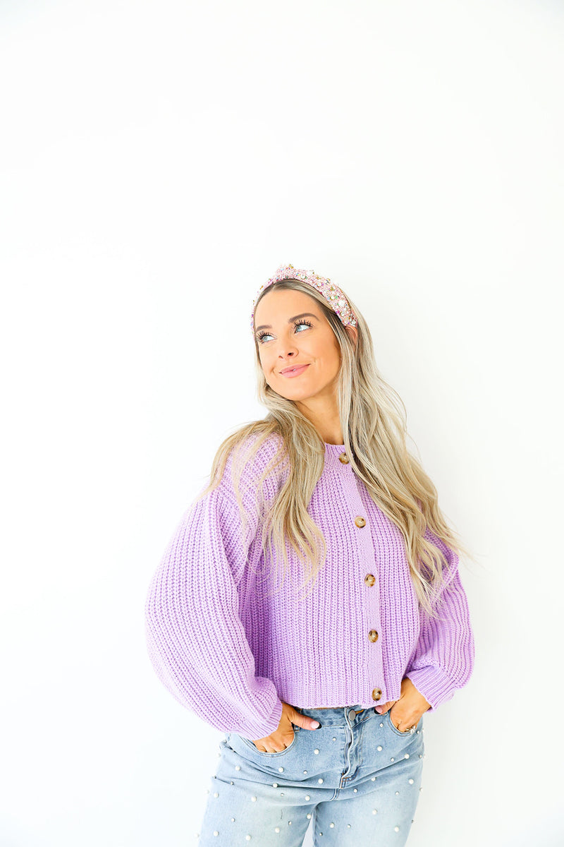 Warm Wishes Cardi Sweater-Lavender