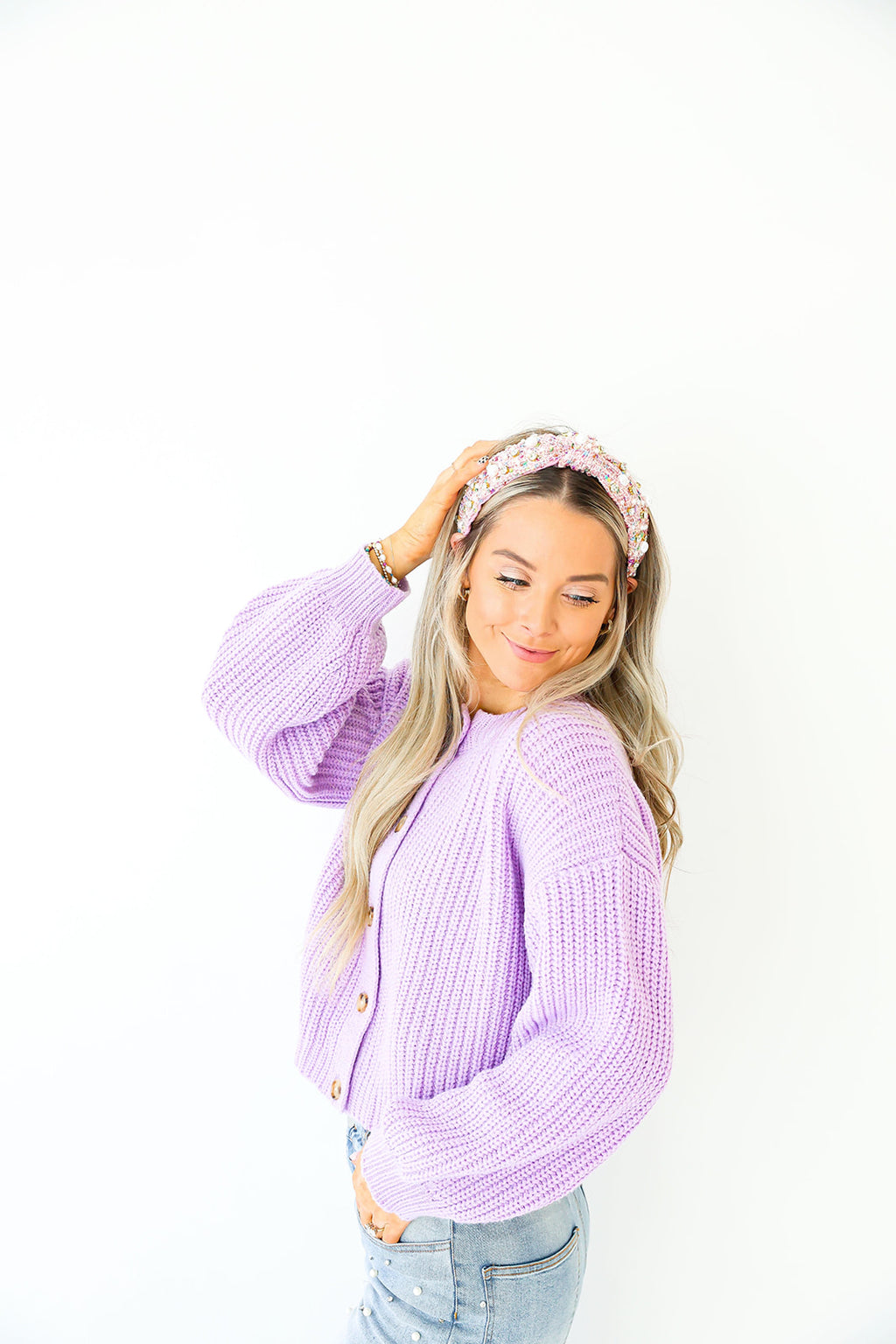 Warm Wishes Cardi Sweater-Lavender