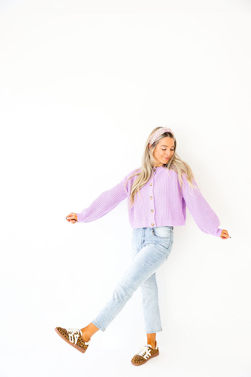 Warm Wishes Cardi Sweater-Lavender