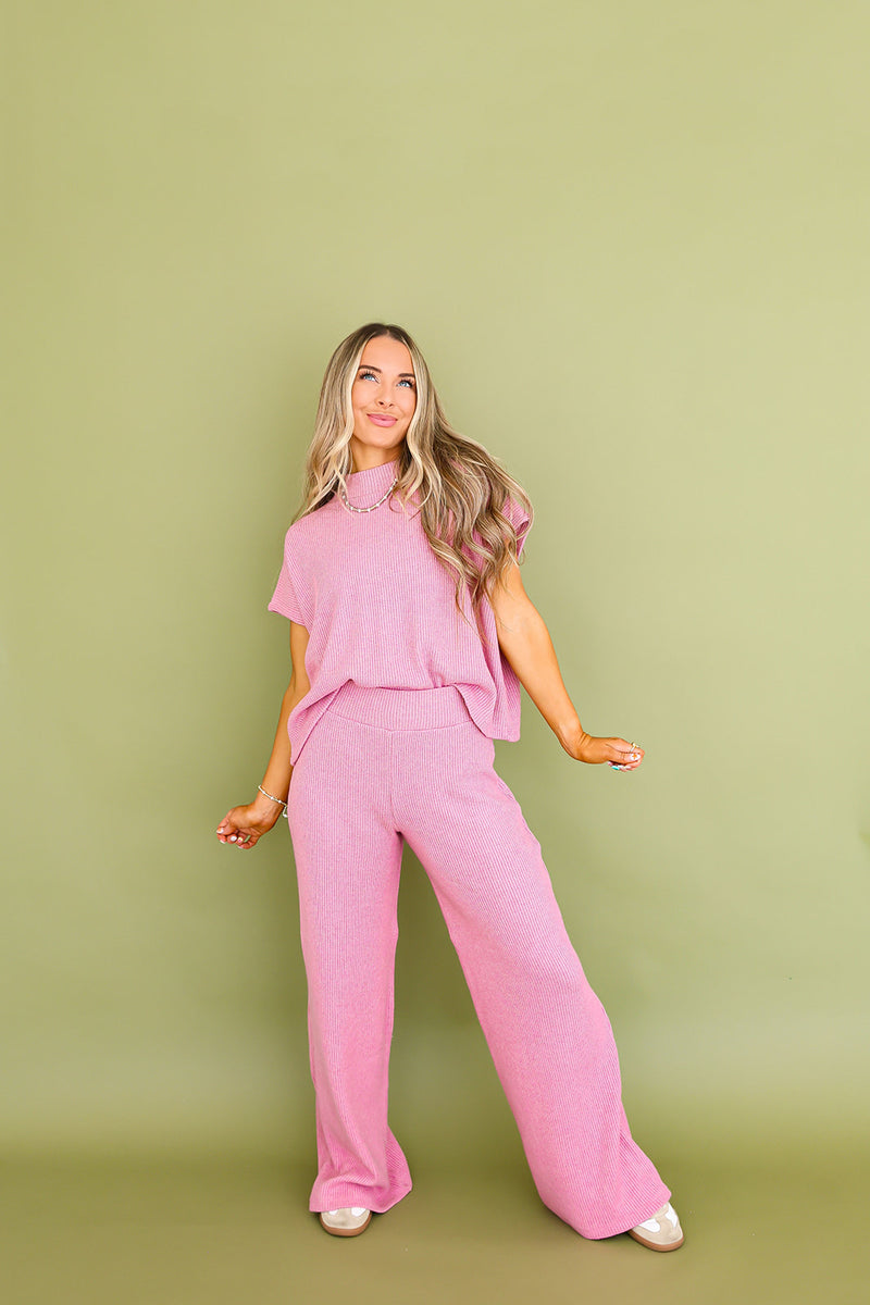 Touch of Texture Knit Set – Rose