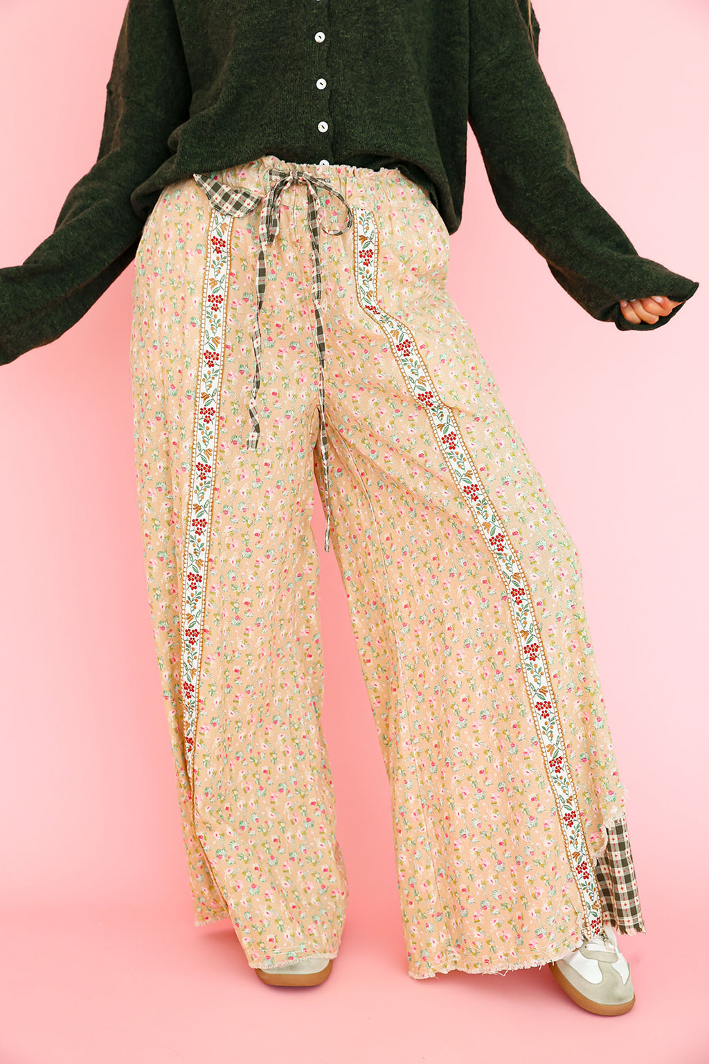Patchwork Poetry Pants- Sand