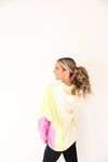 Easygoing Color Block Hooded Pullover-Cream/Pink