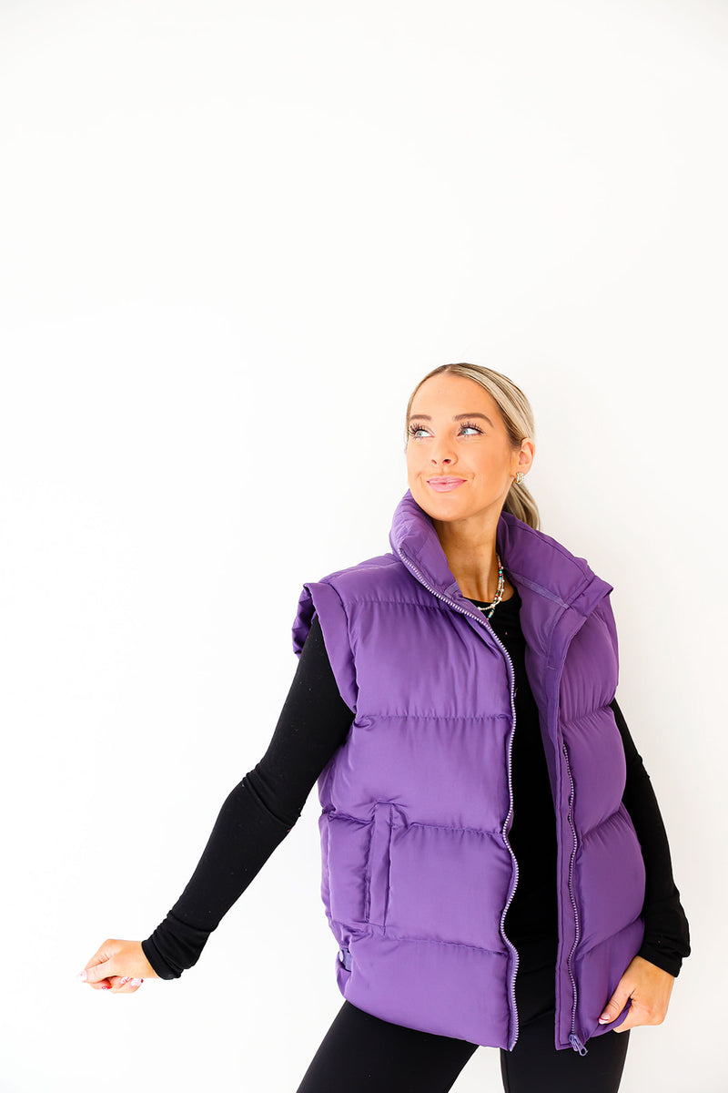 Colder Weather Puffer Vest-Purple