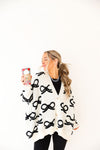 Oversized Bow Cardigan-Cream/Black