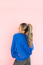 On The Go Snap Button Pullover-Cobalt