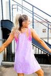 On The Move Acid Washed Dress-Purple