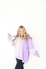 Lucky In Lavender Thermal Henley Sweatshirt