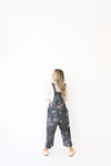 Good Day Floral Print Overalls-Black Wash