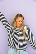 On the Line Cardigan-Midnight/Lavender Combo