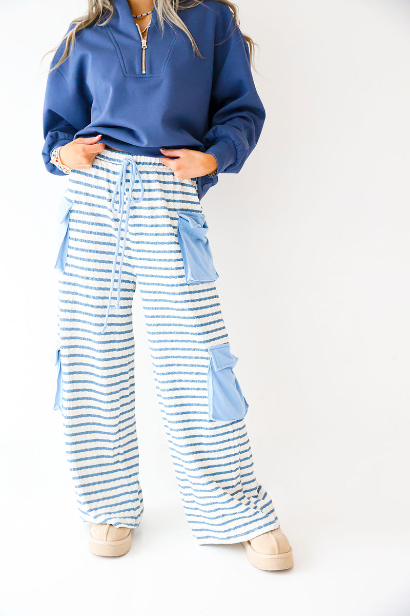 Secret To Life Striped Pants-Blue