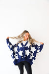 Oversized Star Cardigan-Navy