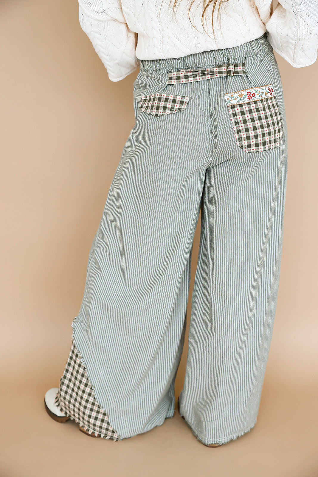 Patchwork Poetry Pants- Olive