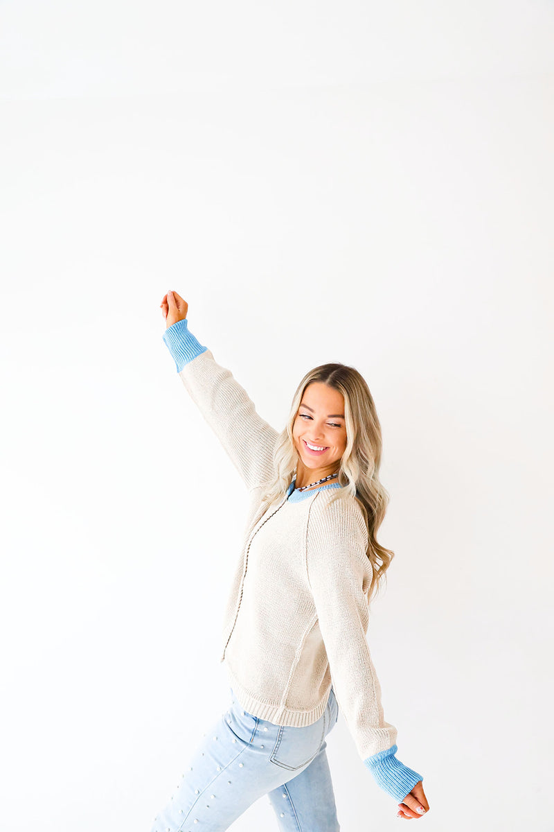 Peek A Blue Sweater Cardigan