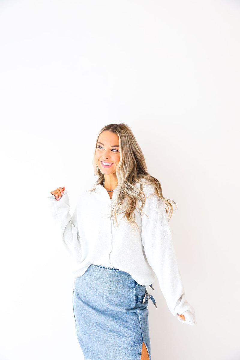 Cozy On Up Cardigan-Light Gray