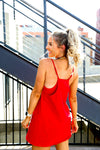 Step It Up Athletic Dress-Red