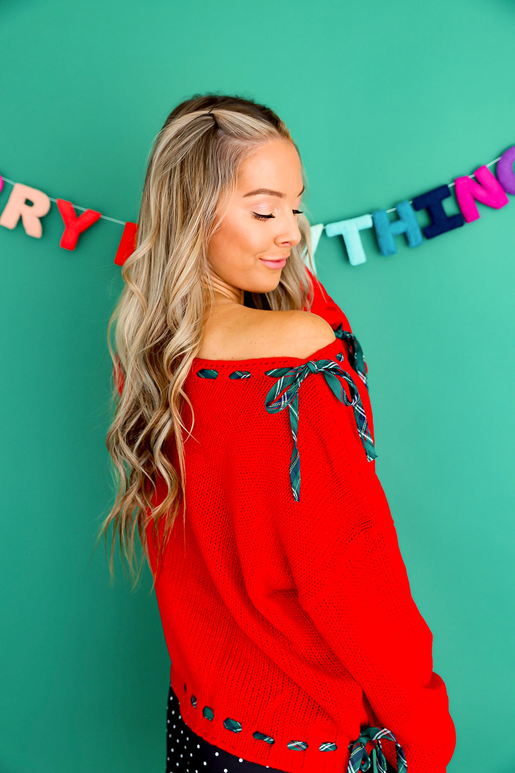 Holly Prep Plaid Trim Sweater