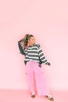 Stripe A Pose Pullover-Black/White RESTOCK