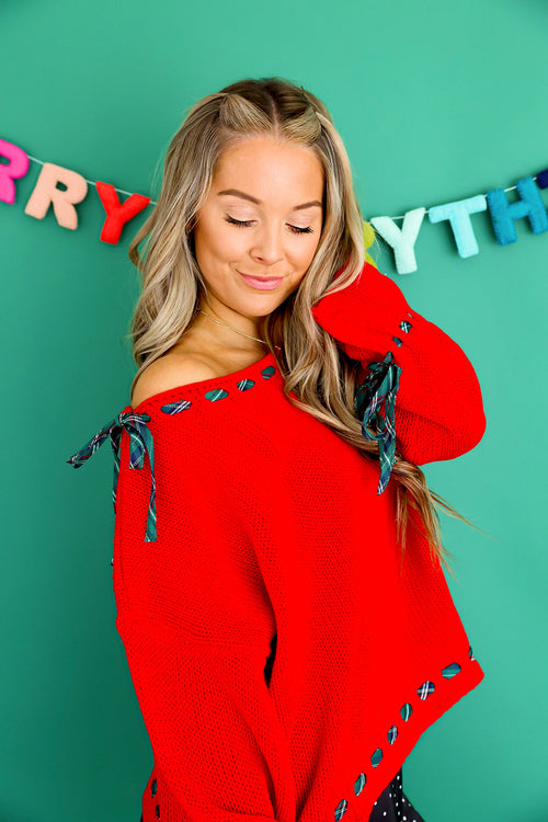 Holly Prep Plaid Trim Sweater