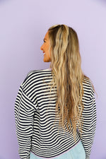 On the Line Cardigan-Midnight/Lavender Combo
