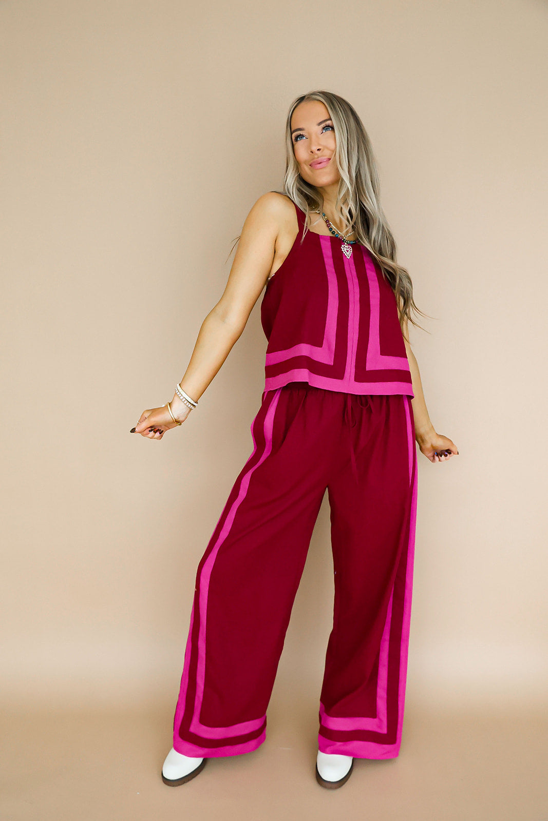 Cheers to Chic Set – Burgundy/Pink